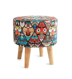 NACIA Printed Ottoman Stool for Living Room | Wooden Pouffe for Sitting and Footrest | Furniture for Home Decor
