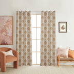 NACIA Cotton Room Darkening Printed Eyelet Curtains for Door, Long Door and Window | Geometric Printed Curtain Panel for Living Room and Bedroom | Grommet Window Drapes