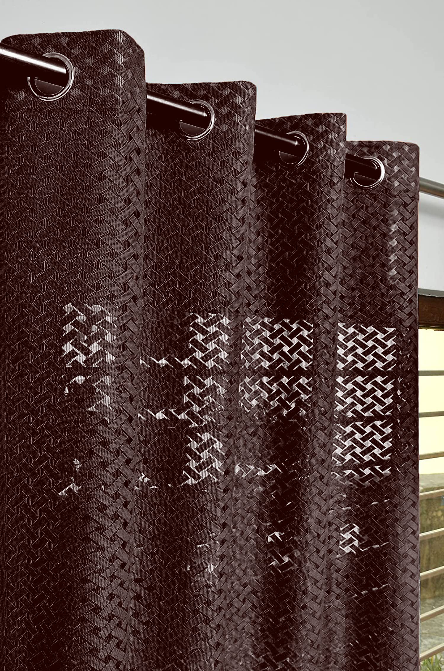 NACIA Criss Cross Net Semi Sheer Curtains | Geometric Door Curtains with Eyelet Rings | Light Filtering Polyester Curtains for Living Room and Bedroom