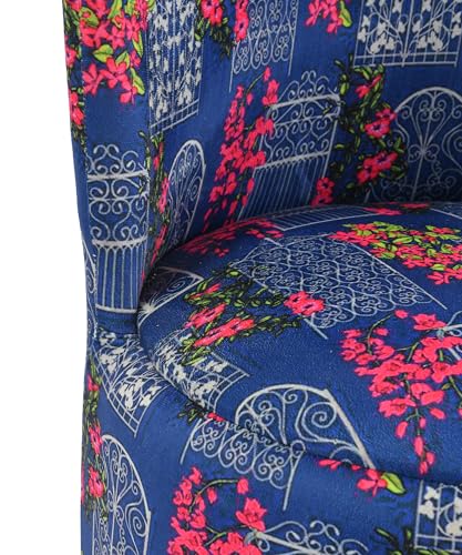 NACIA Velvet Printed Ottoman Chair | Dressing Table Chair for Bedroom Makeup Room Decor | Modern Upholstered Ottoman with Wooden Legs for Living Room & Home (18x18x32 Inches)