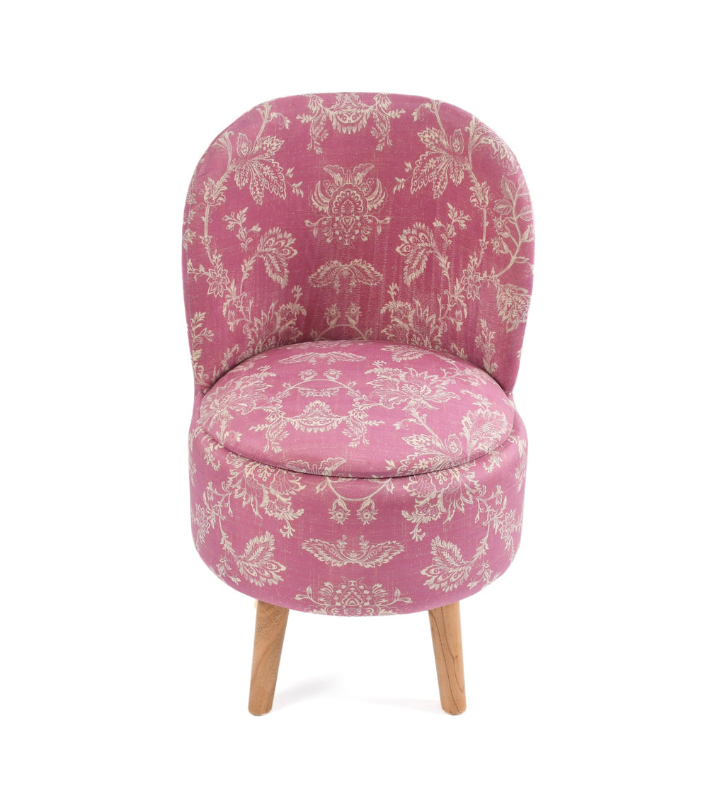 NACIA Velvet Printed Ottoman Chair with Stool Combo | Dressing Table Chair for Bedroom Makeup Room Decor | Modern Upholstered Ottoman with Wooden Legs for Living Room & Home
