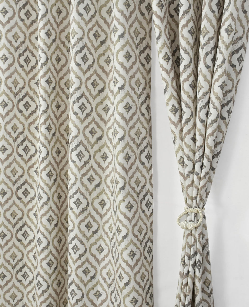NACIA Cotton Room Darkening Printed Eyelet Curtains for Door, Long Door and Window | Geometric Printed Curtain Panel for Living Room and Bedroom | Grommet Window Drapes