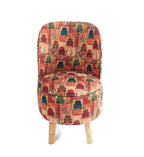 NACIA Velvet Printed Ottoman Chair | Dressing Table Chair for Bedroom Makeup Room Decor | Modern Upholstered Ottoman with Wooden Legs for Living Room & Home (18x18x32 Inches)