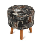 NACIA Printed Ottoman Stool for Living Room | Wooden Pouffe for Sitting and Footrest | Furniture for Home Decor