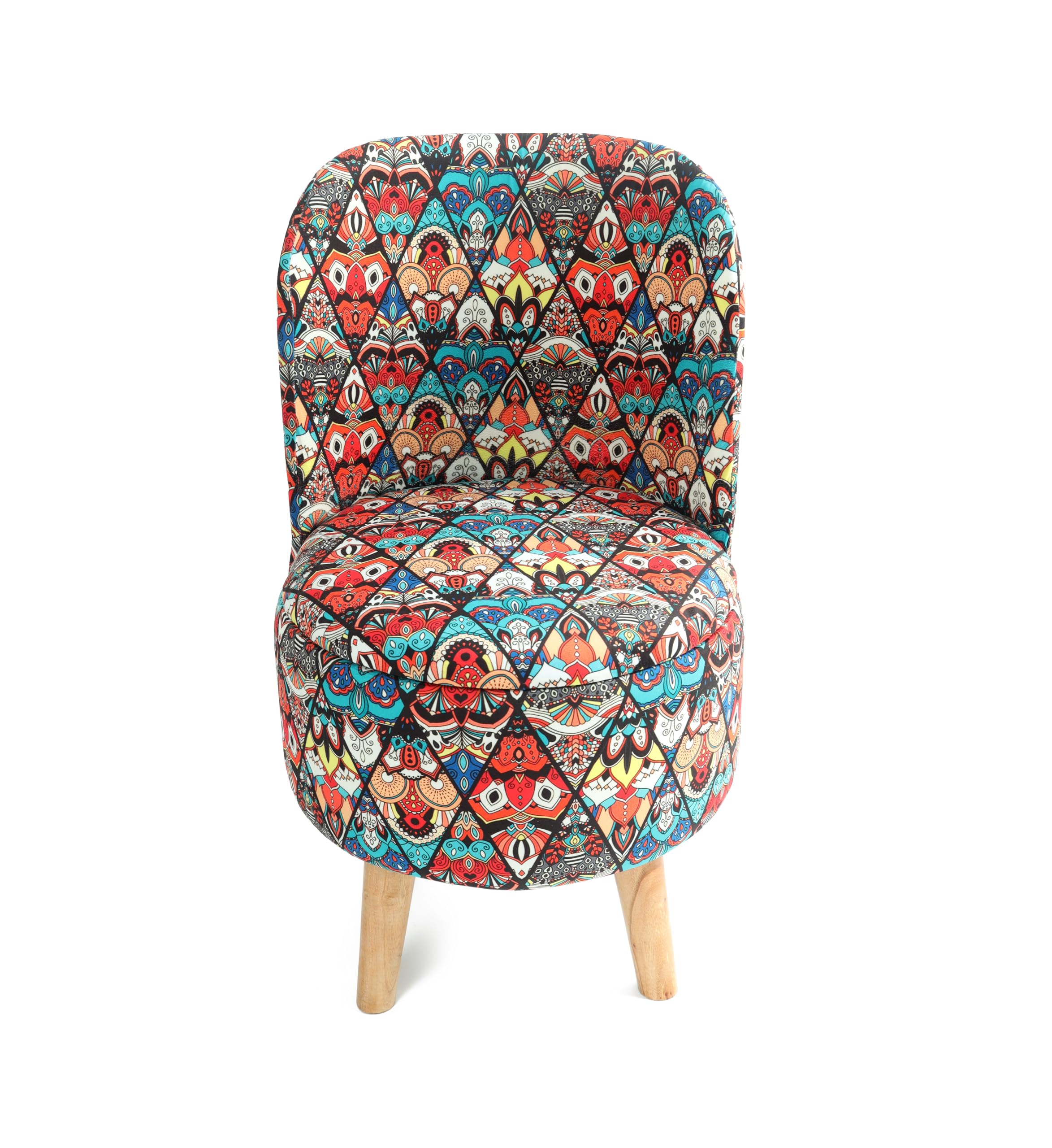 NACIA Velvet Printed Ottoman Chair | Dressing Table Chair for Bedroom Makeup Room Decor | Modern Upholstered Ottoman with Wooden Legs for Living Room & Home (18x18x32 Inches)