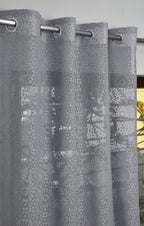 NACIA Heavy Polyester Net Semi Sheer Curtains for Door | Geometric Design Grommet Curtains | Semi Transparent Window Drapes for Living Room Bedroom Home Décor