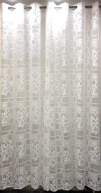 NACIA Heavy Polyester Net Semi Sheer Curtains for Door | Floral Design Grommet Curtains | Semi Transparent Window Drapes for Living Room Bedroom Home Décor