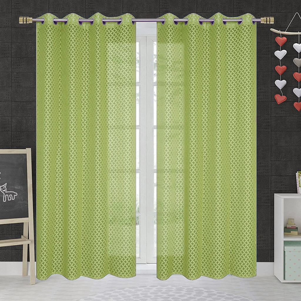 NACIA Criss Cross Net Semi Sheer Curtains | Geometric Door Curtains with Eyelet Rings | Light Filtering Polyester Curtains for Living Room and Bedroom
