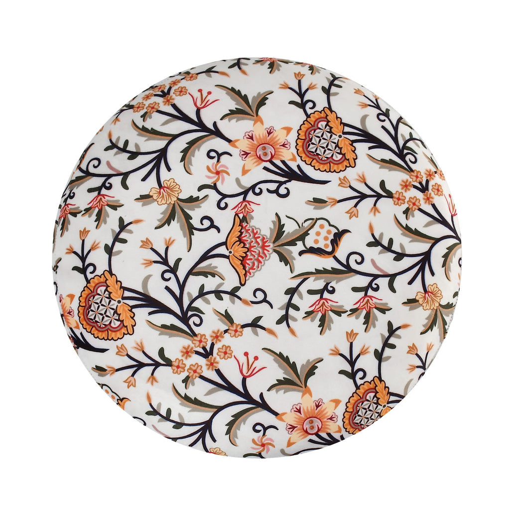 NACIA Printed Ottoman Stool for Living Room | Wooden Pouffe for Sitting and Footrest | Furniture for Home Decor