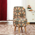 NACIA Velvet Printed Ottoman Chair | Dressing Table Chair for Bedroom Makeup Room Decor | Modern Upholstered Ottoman with Wooden Legs for Living Room & Home (18x18x32 Inches)