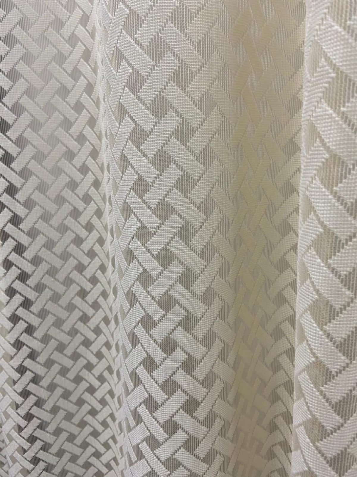 NACIA Criss Cross Net Semi Sheer Curtains | Geometric Door Curtains with Eyelet Rings | Light Filtering Polyester Curtains for Living Room and Bedroom