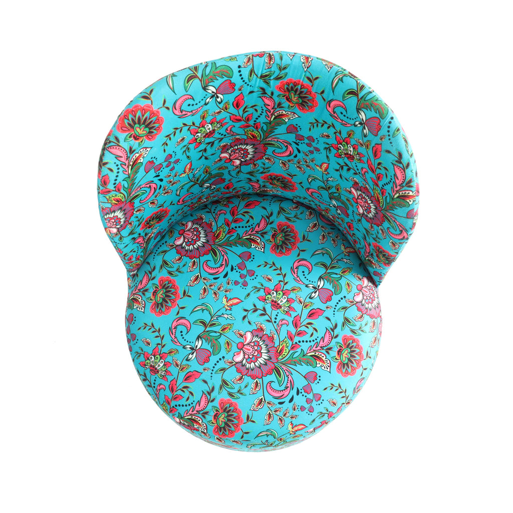 NACIA Velvet Printed Ottoman Chair | Dressing Table Chair for Bedroom Makeup Room Decor | Modern Upholstered Ottoman with Wooden Legs for Living Room & Home (18x18x32 Inches)