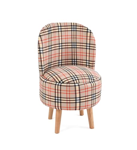 NACIA Velvet Printed Ottoman Chair with Stool Combo | Dressing Table Chair for Bedroom Makeup Room Decor | Modern Upholstered Ottoman with Wooden Legs for Living Room & Home