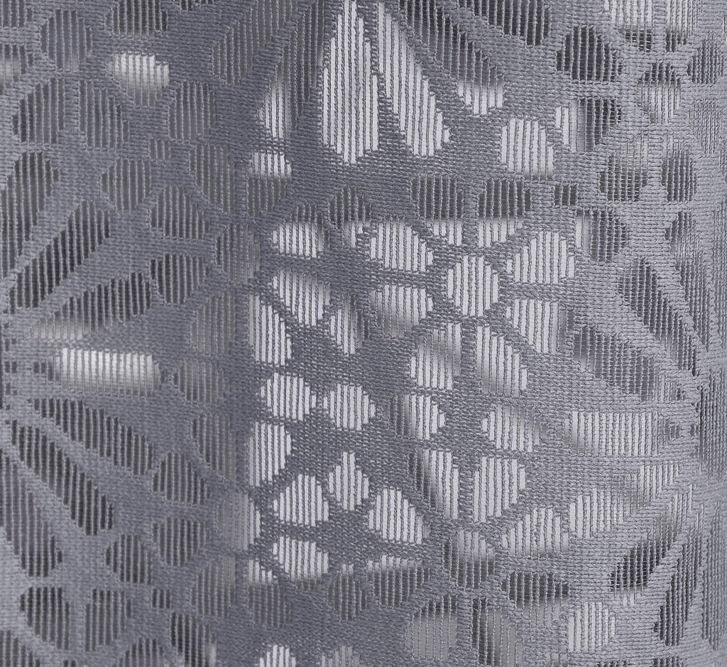 NACIA Heavy Polyester Net Semi Sheer Curtains for Door | Geometric Design Grommet Curtains | Semi Transparent Window Drapes for Living Room Bedroom Home Décor