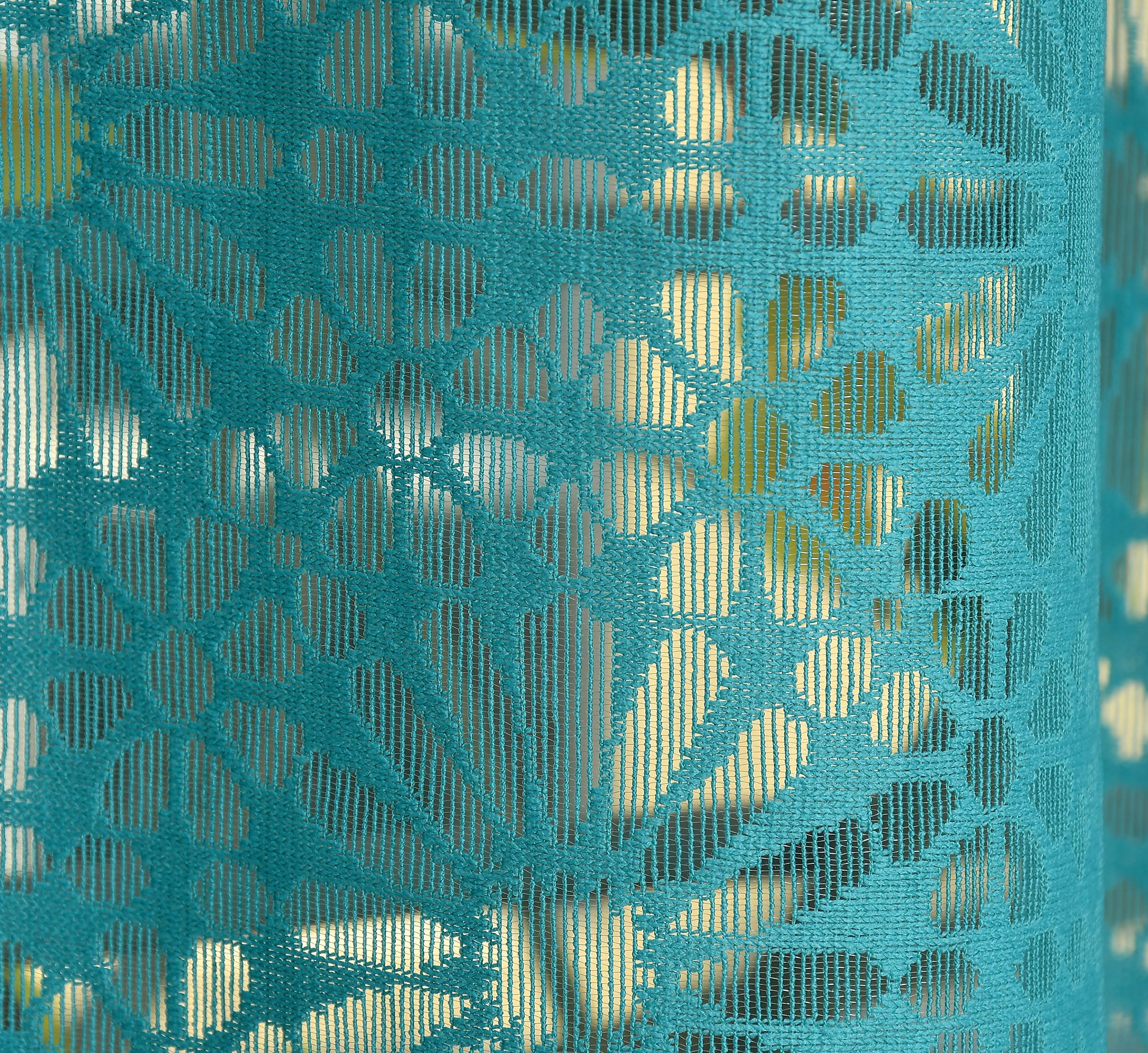 NACIA Heavy Polyester Net Semi Sheer Curtains for Door | Geometric Design Grommet Curtains | Semi Transparent Window Drapes for Living Room Bedroom Home Décor