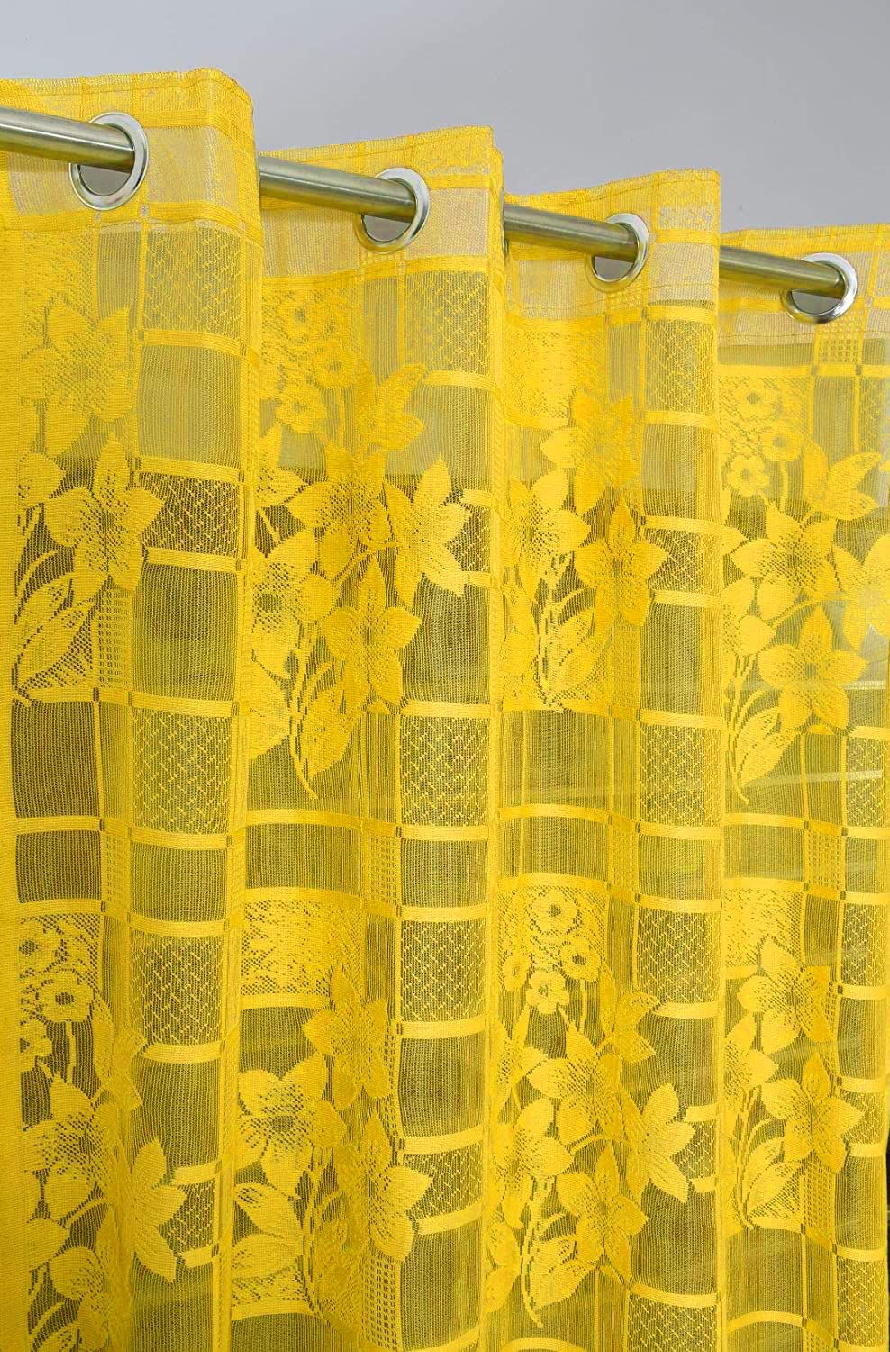 NACIA Heavy Polyester Net Semi Sheer Curtains for Door | Floral Design Grommet Curtains | Semi Transparent Window Drapes for Living Room Bedroom Home Décor