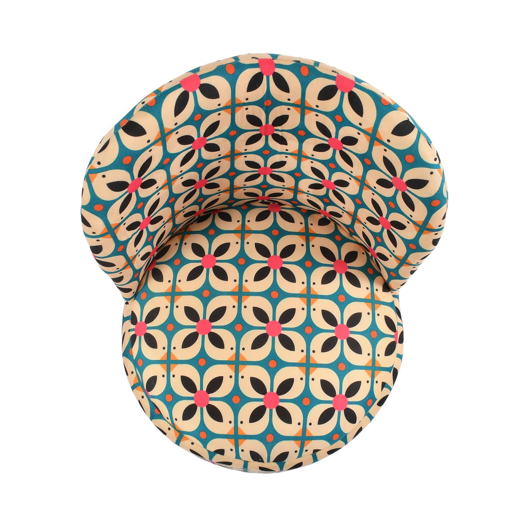 NACIA Velvet Printed Ottoman Chair | Dressing Table Chair for Bedroom Makeup Room Decor | Modern Upholstered Ottoman with Wooden Legs for Living Room & Home (18x18x32 Inches)