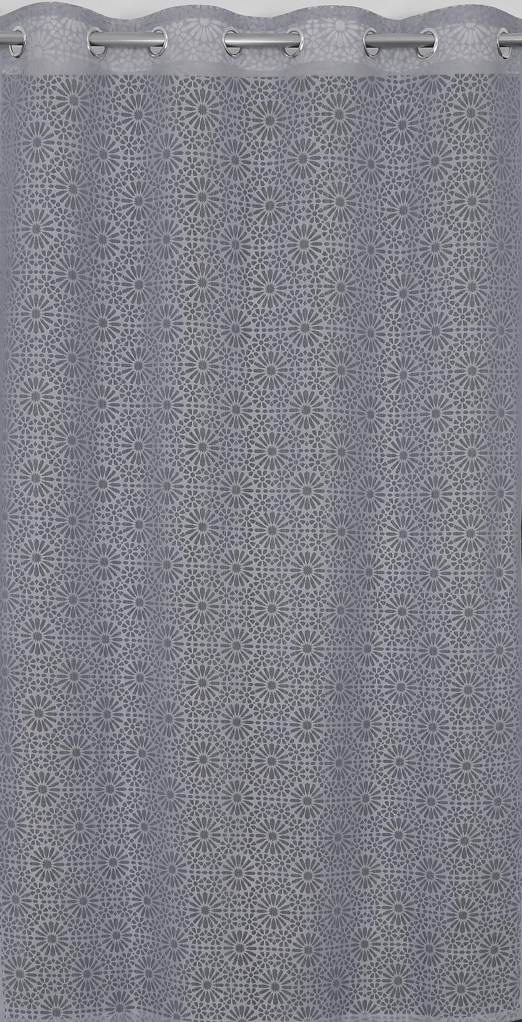 NACIA Heavy Polyester Net Semi Sheer Curtains for Door | Geometric Design Grommet Curtains | Semi Transparent Window Drapes for Living Room Bedroom Home Décor
