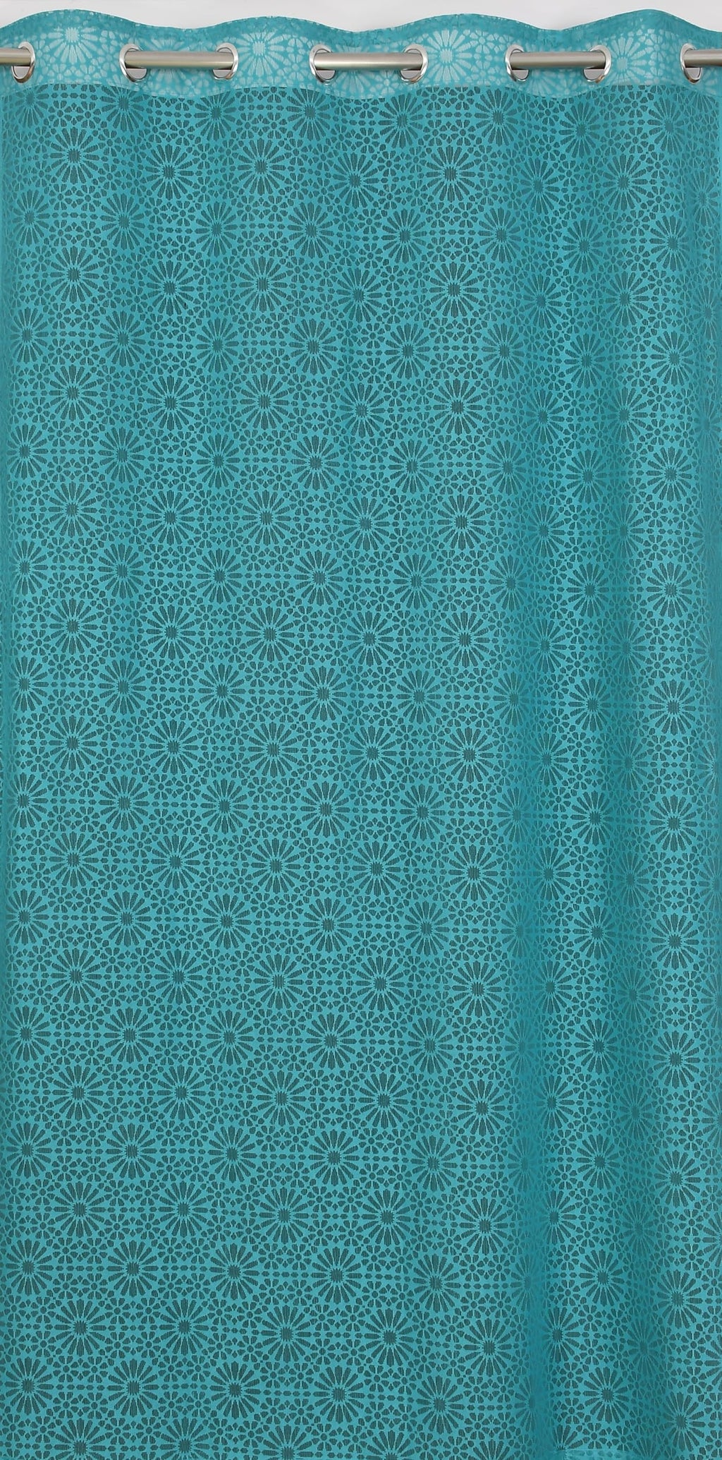 NACIA Heavy Polyester Net Semi Sheer Curtains for Door | Geometric Design Grommet Curtains | Semi Transparent Window Drapes for Living Room Bedroom Home Décor