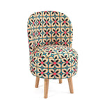 NACIA Velvet Printed Ottoman Chair | Dressing Table Chair for Bedroom Makeup Room Decor | Modern Upholstered Ottoman with Wooden Legs for Living Room & Home (18x18x32 Inches)