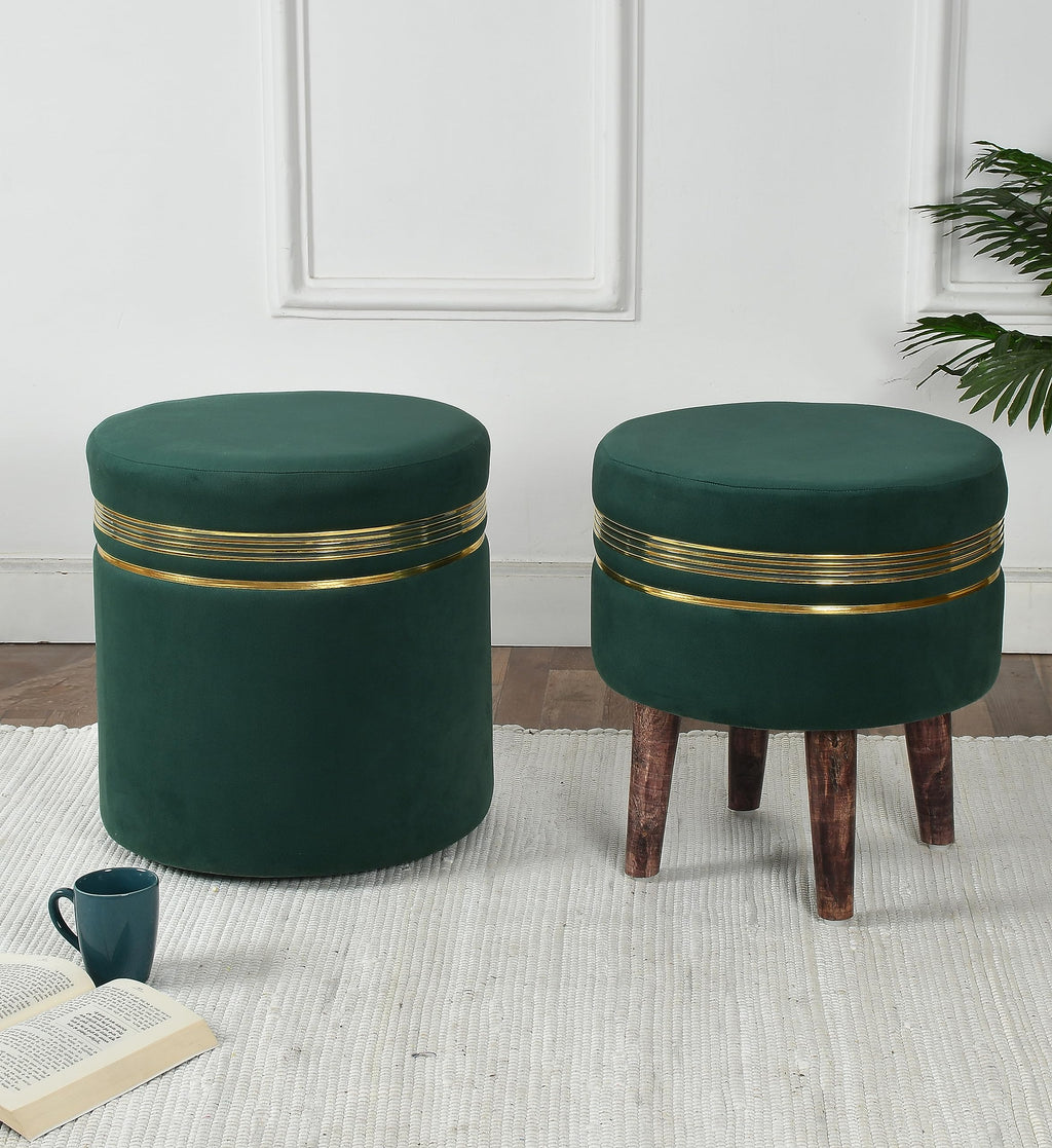 NACIA Wooden Ottoman Stool for Living Room, Ottoman pouffes for Sitting, Puffy Chair Bench for Home Decor, Ottoman & Stools, Footrest Pouf Foot Stool for Office Room Décor