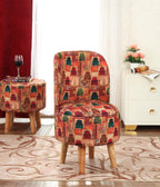 NACIA Velvet Printed Ottoman Chair | Dressing Table Chair for Bedroom Makeup Room Decor | Modern Upholstered Ottoman with Wooden Legs for Living Room & Home (18x18x32 Inches)