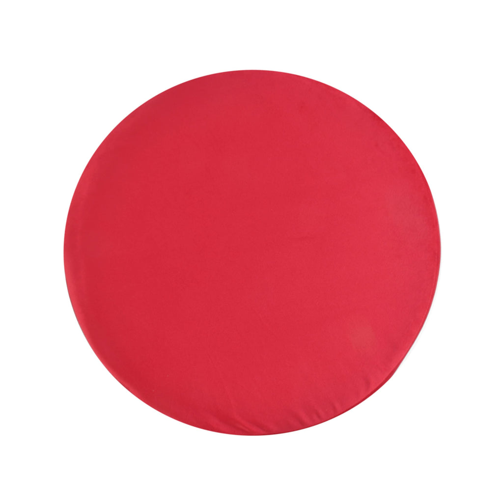 NACIA Velvet Upholstered Ottoman Stool with Wooden Legs | Round Pouffe Footrest Seat for Living Room Bedroom Balcony | Compact Foot Stool for Sitting Home Decor Furniture, 18 Inch