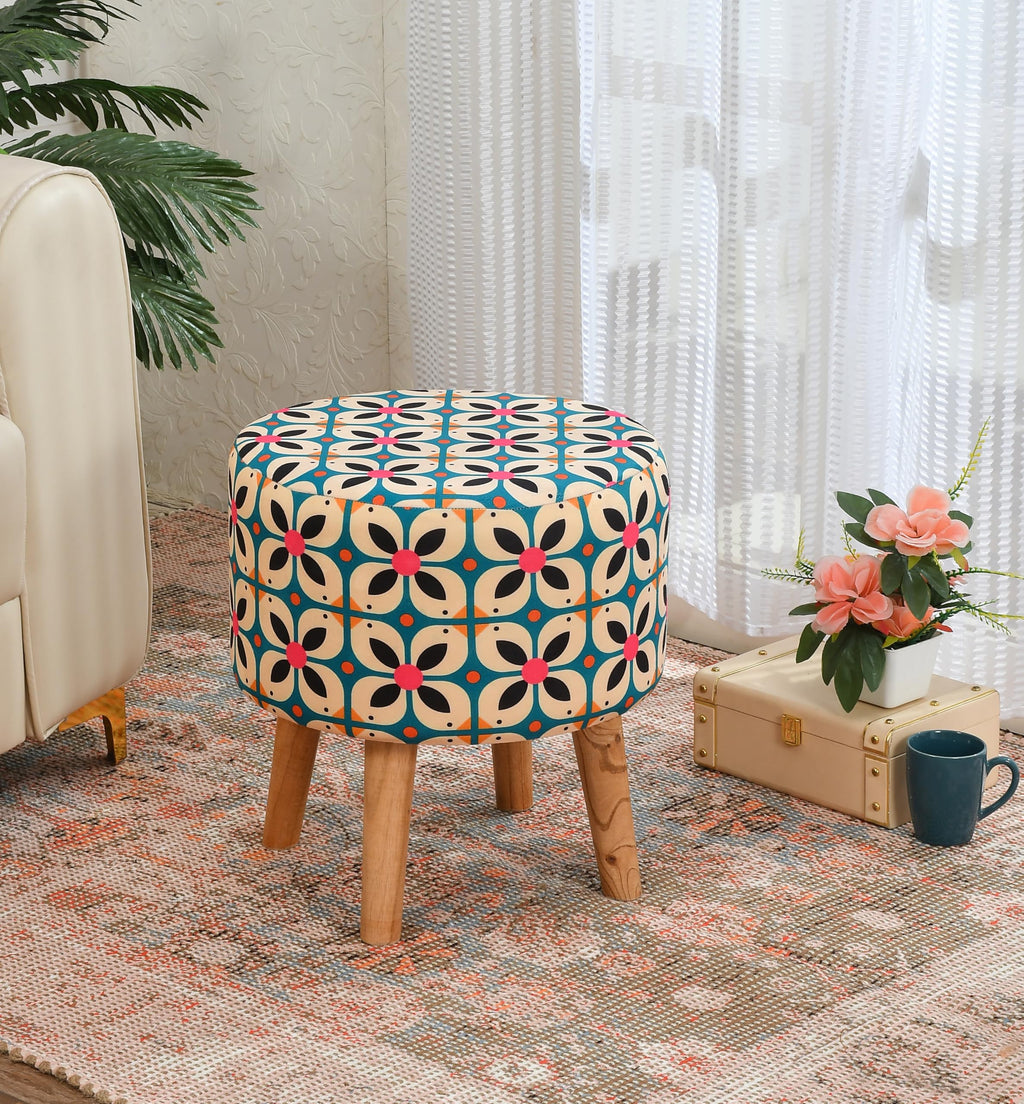 NACIA Elegant Ottoman Stool - Soft Cushioned Top for Seating & Footrest - Space-Saving, Stylish Design for Living Room, Bedroom & Office Spaces