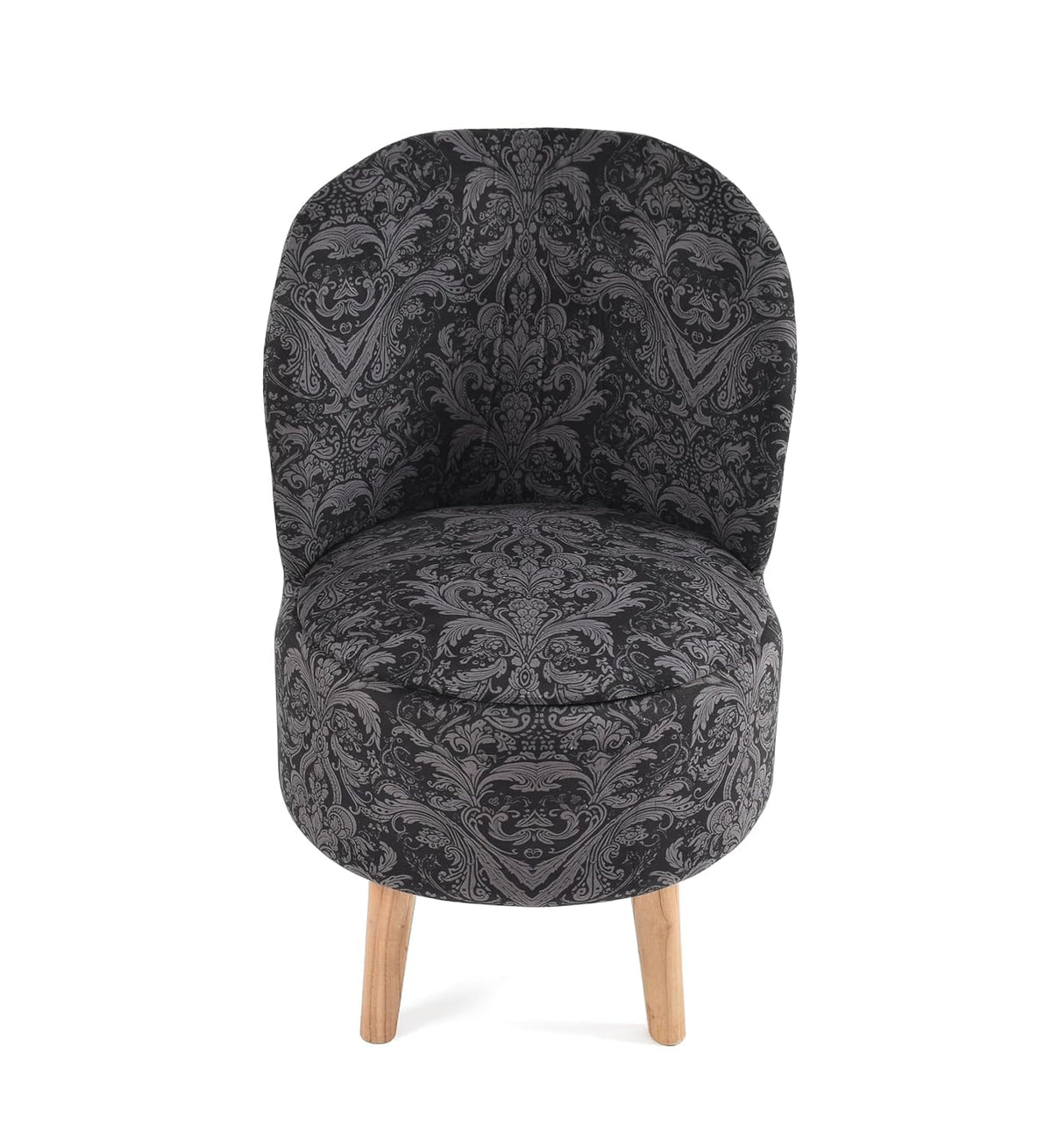 NACIA Velvet Printed Ottoman Chair | Dressing Table Chair for Bedroom Makeup Room Decor | Modern Upholstered Ottoman with Wooden Legs for Living Room & Home (18x18x32 Inches)