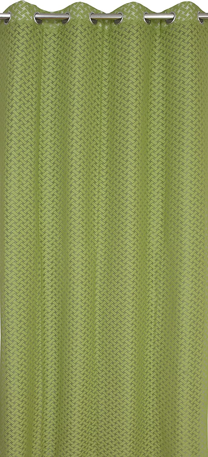 NACIA Criss Cross Net Semi Sheer Curtains | Geometric Door Curtains with Eyelet Rings | Light Filtering Polyester Curtains for Living Room and Bedroom