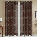 NACIA Heavy Polyester Net Semi Sheer Curtains for Door | Floral Design Grommet Curtains | Semi Transparent Window Drapes for Living Room Bedroom Home Décor