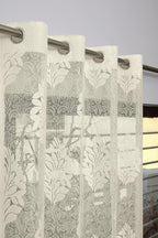 NACIA Heavy Polyester Net Semi Sheer Curtains for Door | Floral Design Grommet Curtains | Semi Transparent Window Drapes for Living Room Bedroom Home Décor