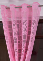NACIA Heavy Polyester Net Semi Sheer Curtains for Door | Floral Design Grommet Curtains | Semi Transparent Window Drapes for Living Room Bedroom Home Décor