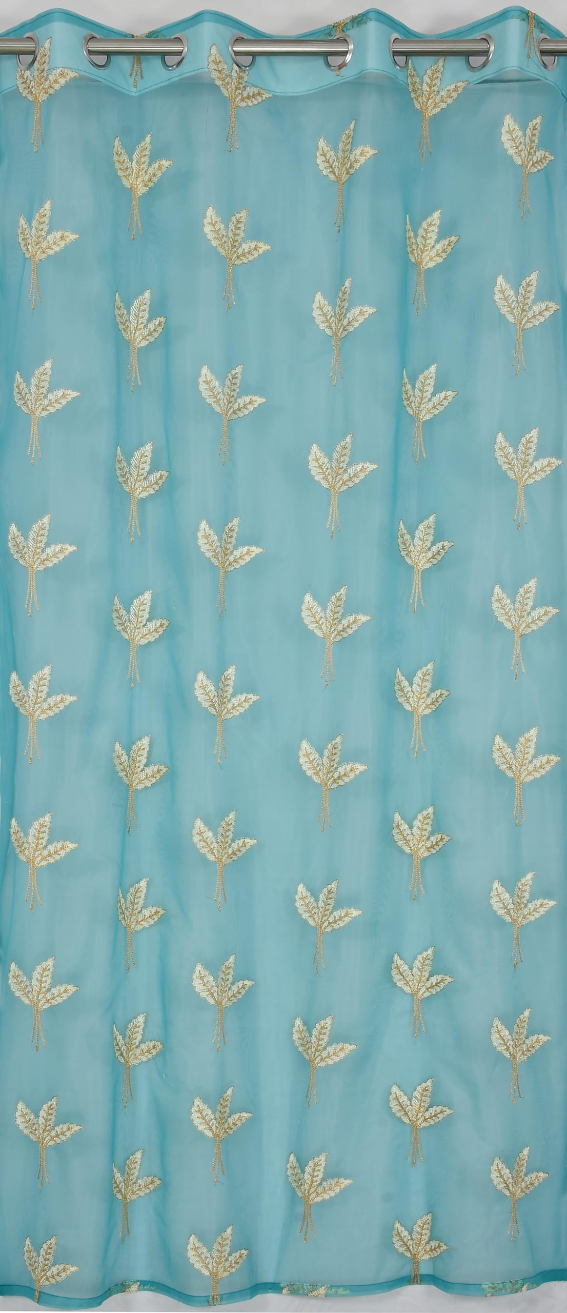NACIA Tissue Net Embroidery Sheer Curtains 7 Feet Set of 2 | Floral Transparent Door Curtains with Eyelet Rings | Light Filtering Polyester Curtains for Living Room and Bedroom