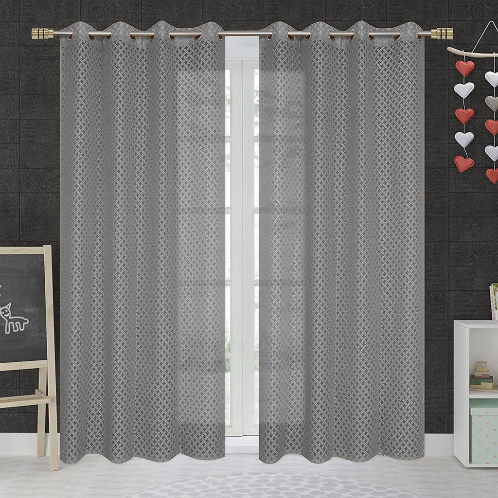 NACIA Criss Cross Net Semi Sheer Curtains | Geometric Door Curtains with Eyelet Rings | Light Filtering Polyester Curtains for Living Room and Bedroom