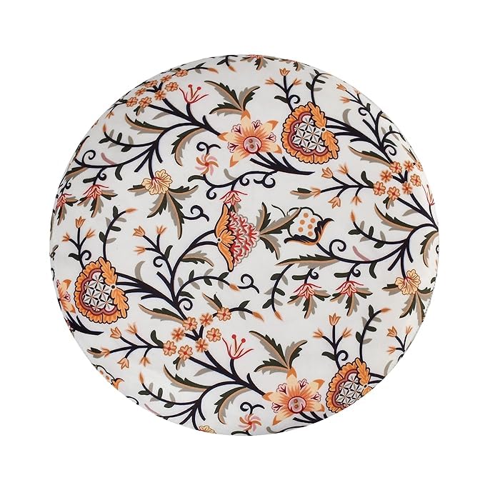 NACIA Printed Ottoman Stool for Living Room | Wooden Pouffe for Sitting and Footrest | Furniture for Home Decor