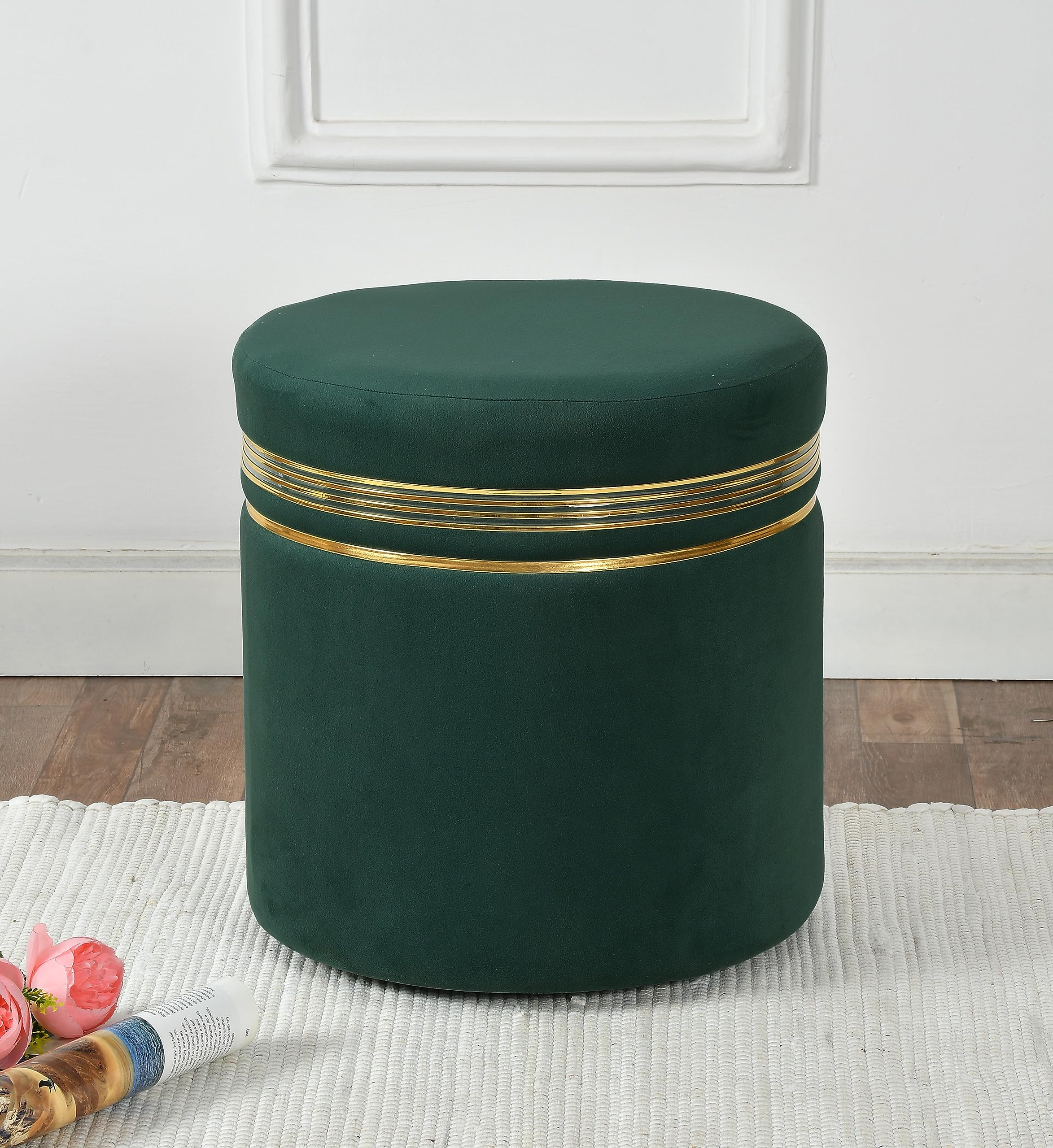 NACIA Wooden Ottoman Stool for Living Room, Ottoman pouffes for Sitting, Puffy Chair Bench for Home Decor, Ottoman & Stools, Footrest Pouf Foot Stool for Office Room Décor