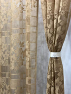 NACIA Heavy Polyester Net Semi Sheer Curtains for Door | Floral Design Grommet Curtains | Semi Transparent Window Drapes for Living Room Bedroom Home Décor
