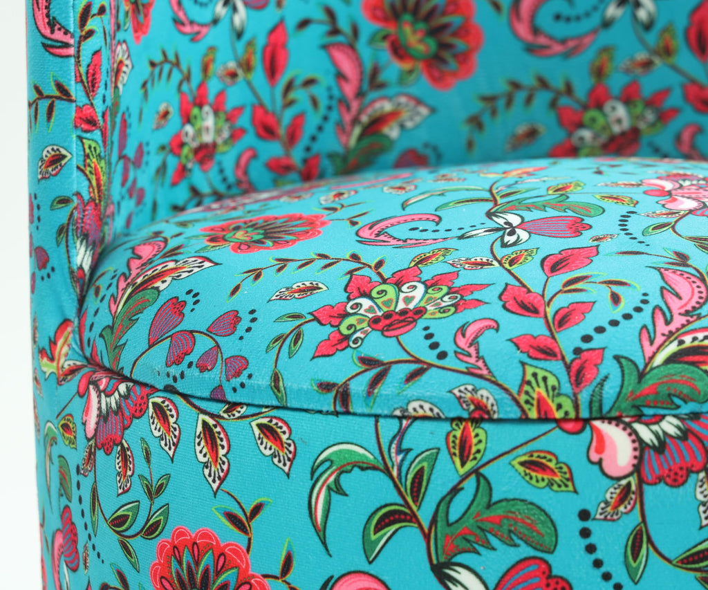 NACIA Velvet Printed Ottoman Chair | Dressing Table Chair for Bedroom Makeup Room Decor | Modern Upholstered Ottoman with Wooden Legs for Living Room & Home (18x18x32 Inches)