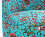 NACIA Velvet Printed Ottoman Chair | Dressing Table Chair for Bedroom Makeup Room Decor | Modern Upholstered Ottoman with Wooden Legs for Living Room & Home (18x18x32 Inches)