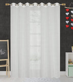 NACIA Criss Cross Net Semi Sheer Curtains | Geometric Door Curtains with Eyelet Rings | Light Filtering Polyester Curtains for Living Room and Bedroom