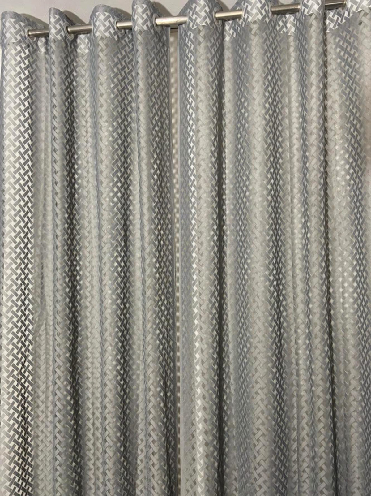 NACIA Criss Cross Net Semi Sheer Curtains | Geometric Door Curtains with Eyelet Rings | Light Filtering Polyester Curtains for Living Room and Bedroom