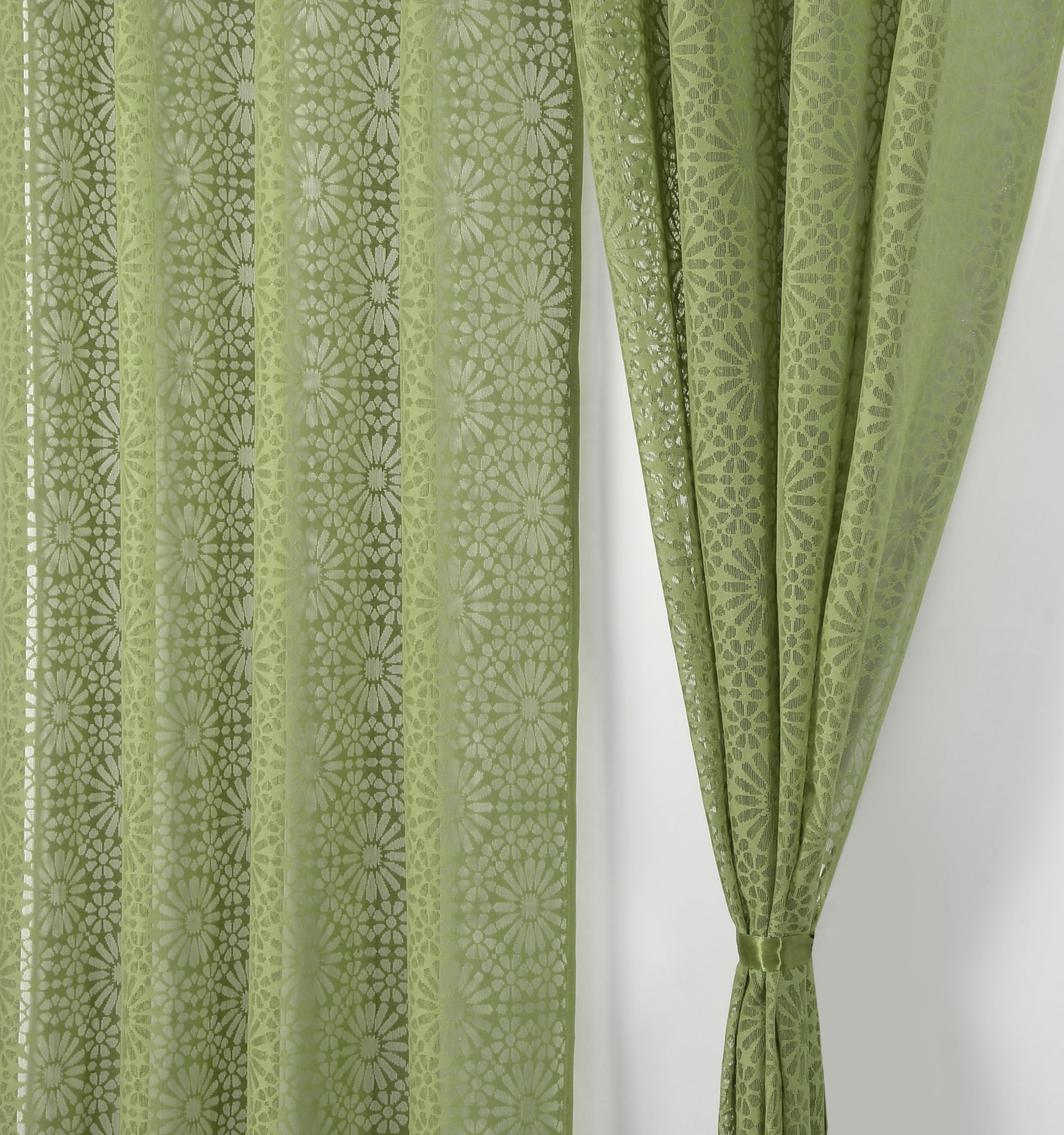 NACIA Heavy Polyester Net Semi Sheer Curtains for Door | Geometric Design Grommet Curtains | Semi Transparent Window Drapes for Living Room Bedroom Home Décor