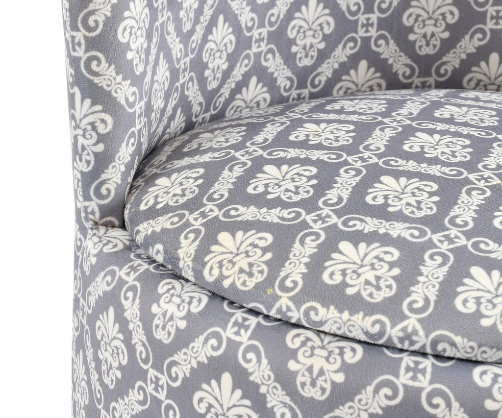NACIA Velvet Printed Ottoman Chair with Stool Combo | Dressing Table Chair for Bedroom Makeup Room Decor | Modern Upholstered Ottoman with Wooden Legs for Living Room & Home