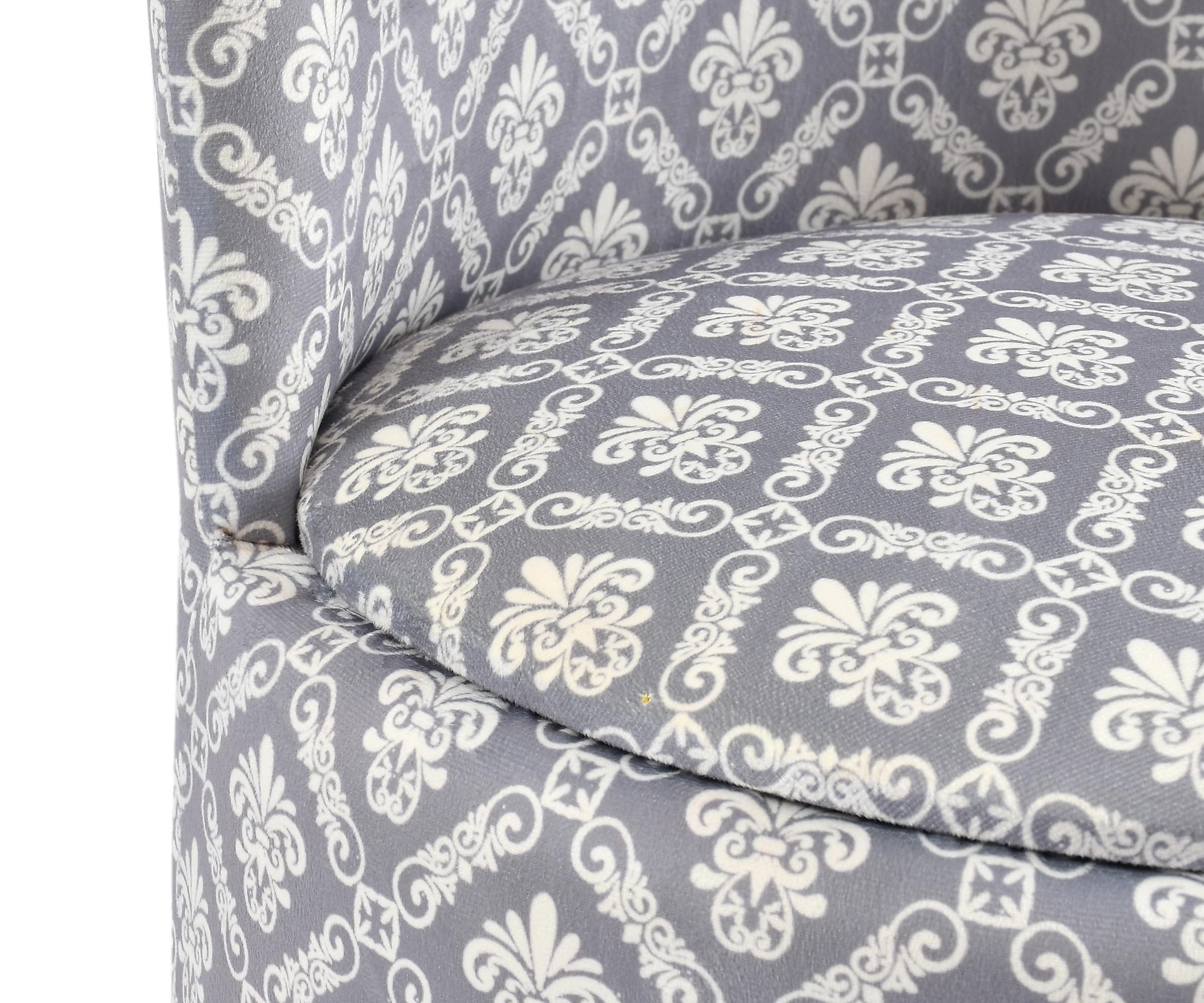 NACIA Velvet Printed Ottoman Chair with Stool Combo | Dressing Table Chair for Bedroom Makeup Room Decor | Modern Upholstered Ottoman with Wooden Legs for Living Room & Home