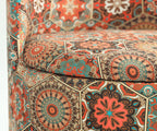 NACIA Velvet Printed Ottoman Chair with Stool Combo | Dressing Table Chair for Bedroom Makeup Room Decor | Modern Upholstered Ottoman with Wooden Legs for Living Room & Home