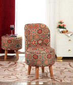 NACIA Velvet Printed Ottoman Chair | Dressing Table Chair for Bedroom Makeup Room Decor | Modern Upholstered Ottoman with Wooden Legs for Living Room & Home (18x18x32 Inches)