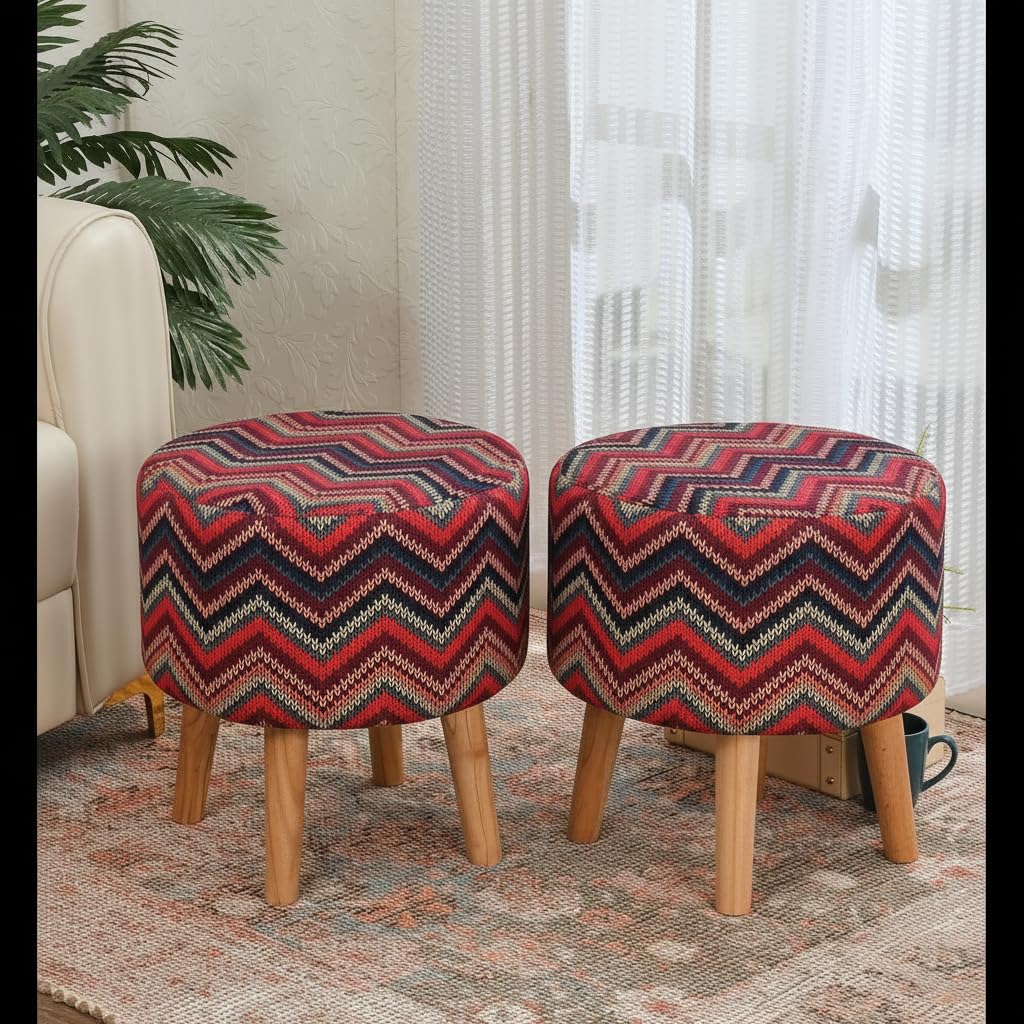 NACIA Elegant Ottoman Stool - Soft Cushioned Top for Seating & Footrest - Space-Saving, Stylish Design for Living Room, Bedroom & Office Spaces