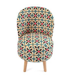 NACIA Velvet Printed Ottoman Chair | Dressing Table Chair for Bedroom Makeup Room Decor | Modern Upholstered Ottoman with Wooden Legs for Living Room & Home (18x18x32 Inches)