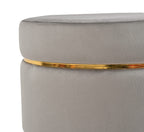 NACIA Velvet Upholstered Ottoman Stool with Wooden Legs | Round Pouffe Footrest Seat for Living Room Bedroom Balcony | Compact Foot Stool for Sitting Home Decor Furniture, 18 Inch